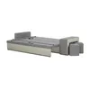 A sofa bed with dimensions indicated by arrows and text. Produktbild-Vorschau