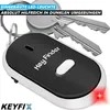 A key finder device with keys attached to a keyring, with promotional text overlayed. Produktbild-Vorschau