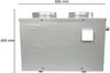 A side view of a gray heat pump unit with dimensions indicated. Produktbild-Vorschau