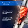 Close-up of an electric water heater element inside a faucet, with marketing text highlighting safety features. Podgląd zdjęcia produktu
