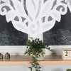 A white lace curtain is shown hanging in front of a window with a dark, marbled pattern. A small potted plant sits on a wooden shelf below the window, next to decorative wooden blocks spelling 'HOME'. A wooden block calendar shows '2 November'. Anteprima dell’immagine prodotto