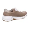 A side view of a brown and beige sneaker with a white sole. Produktbild-Vorschau