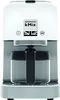A front view of a white and gray Kenwood kMixx filter coffee machine with a black carafe. Voir les images du produit