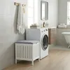 Relaxdays wasmand met zitfunctie, walnootkleur, met bekleed Productafbeelding-voorbeeld 3