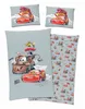 A collage of Disney Cars bedding items, including pillowcases and a duvet cover, featuring characters like Lightning McQueen and Mater. Produktbild-Vorschau