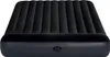 A black air mattress with a flocked top and a built-in pillow is shown from a front-facing angle against a white background. Podgląd zdjęcia produktu