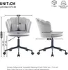 Diagrams and measurements of a gray office chair. Produktbild-Vorschau