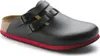 A single black Birkenstock sandal with red trim on a white background. Anteprima dell’immagine prodotto