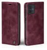 A burgundy flip case for a smartphone is shown from two angles. Produktbild-Vorschau