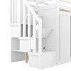 Close-up view of the stairs and storage compartments of a white bunk bed. Anteprima dell’immagine prodotto