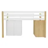 A loft bed with storage units underneath, shown from a top-down perspective. Voir les images du produit
