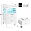 A diagram showing the dimensions and load capacity of a white nightstand. Produktbild-Vorschau