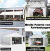 Collage of four images showing different uses of a white tent structure. Produktbild-Vorschau
