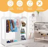 COSTWAY Kindergarderobe mit Spiegel, Prinzen Prinzessin Produktbild-Vorschau 2