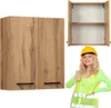 A collage showing a cabinet, an open cabinet with shelves, and a woman in construction attire giving a thumbs up. Podgląd zdjęcia produktu