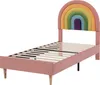 A single bed frame with a rainbow-shaped headboard against a white background. Produktbild-Vorschau