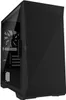A black computer case shown from a side angle. Produktbild-Vorschau