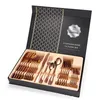 A set of copper-colored cutlery in a black gift box. Voir les images du produit