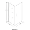 A technical drawing of a corner shower cabin with dimensions indicated. Anteprima dell’immagine prodotto