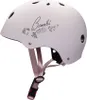 A light pink helmet with a floral design and the word "Bambi" written on it. Náhled obrázku produktu