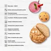 A collage showing features of a kitchen mixer, alongside a smoothie, a muffin, and sliced bread. Náhled obrázku produktu