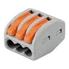A close-up studio shot of a Wago 3-way wire connector. Náhľad obrázku produktu