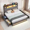 Lit tapissier INONEFT 140x200 cm avec LED et USB, lit Voir les images du produit 6