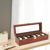 6 Zellen Uhrenbox Gitter aus Holz und Samtstoff Vintage Produktbild-Vorschau 2