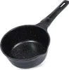 A black saucepan with a speckled finish and a black handle, isolated on a white background. Náhled obrázku produktu