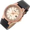 A close-up shot of a Casio watch with a rose gold case and black leather strap. Podgląd zdjęcia produktu