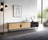 DELIFE Lowboard Muvi 200 cm Eiche Natur Mango Schwarz Produktbild-Vorschau 1