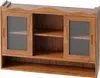 A wooden cabinet with sliding doors and shelves. Produktbild-Vorschau