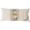 A cream-colored pillow with a label attached. Produktbild-Vorschau