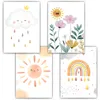 Sonne Wolke Blumen Regenbogen 4er Set DIN A4 Kinderzimmer Produktbild-Vorschau 1