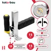 A close-up marketing image of a drywall strip cutter tool with descriptive text and icons. Anteprima dell’immagine prodotto