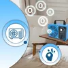 An ozone generator is shown in a room setting, with icons indicating its function and effectiveness. Produktbild-Vorschau