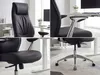 FineBuy Bürostuhl Schwarz Echt-Leder Schreibtischstuhl Produktbild-Vorschau 4