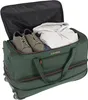 An open green travel bag with clothes and shoes inside, placed on a white background. Anteprima dell’immagine prodotto