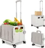 Jayseuw blanc Chariot de courses pliant léger, capacité de Voir les images du produit 8