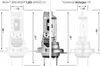 Comparison of an LED headlight bulb with a traditional halogen headlight bulb, showing dimensions. Produktbild-Vorschau