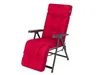A red recliner chair with a padded cushion and armrests, shown against a white background. Produktbild-Vorschau