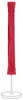 A red umbrella is shown closed and standing upright on a white circular base. Produktbild-Vorschau
