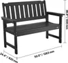 A black outdoor bench with dimensions indicated. Produktbild-Vorschau
