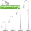 Four white floor lamps of varying heights are displayed against a white background, illustrating the adjustable height feature. A green banner with German text is overlaid on the top left. Anteprima dell’immagine prodotto