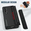A black phone case with a modular design and a pen holder is shown. There is also a separate component next to it. Produktbild-Vorschau