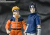 Two anime action figures, Naruto Uzumaki and Sasuke Uchiha, are shown from the chest up against a dark, textured background. Podgląd zdjęcia produktu
