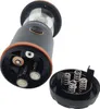 Close-up view of the bottom of a Duracell lantern with the battery compartment open, showing batteries and springs. Náhled obrázku produktu