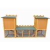 A wooden rabbit hutch designed to look like a castle, shown against a white background. Produktbild-Vorschau