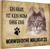 vianmo Holzschild 12x18 cm Norvegische Waldkatze Katze Tier Produktbild-Vorschau 1