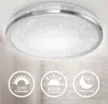 A ceiling light with a starry sky effect, shown mounted on a ceiling with icons indicating its features. Produktbild-Vorschau